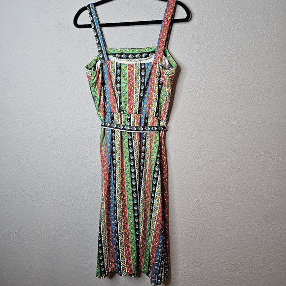 Vtg MC of Boston Dress Size 14 Womens Colorful Floral Striped 70s Sundress - Picture 9 of 14